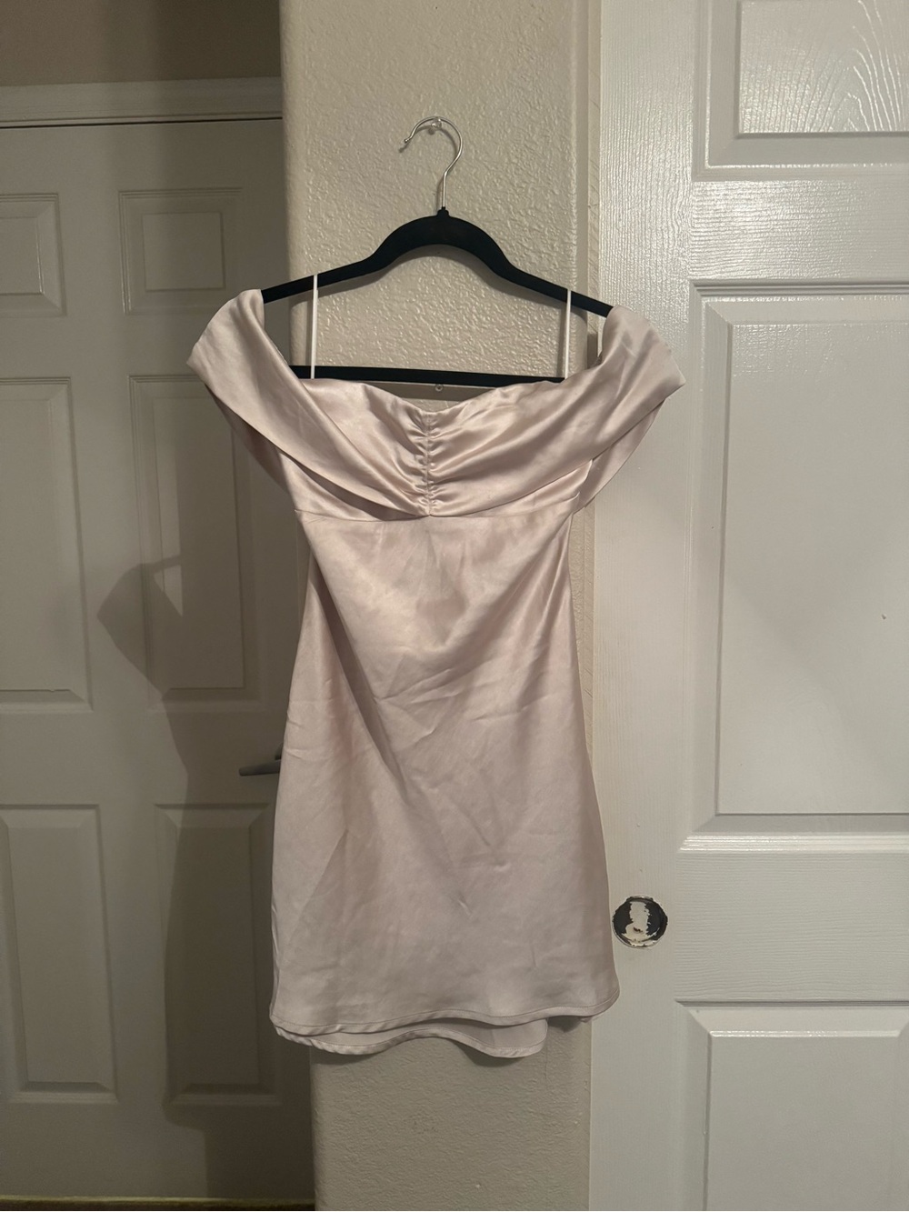 Princess Polly Blush Pink Off-Shoulder Satin Mini Dress
